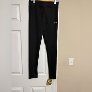 Nike Women's Black Leggings with White Swoosh